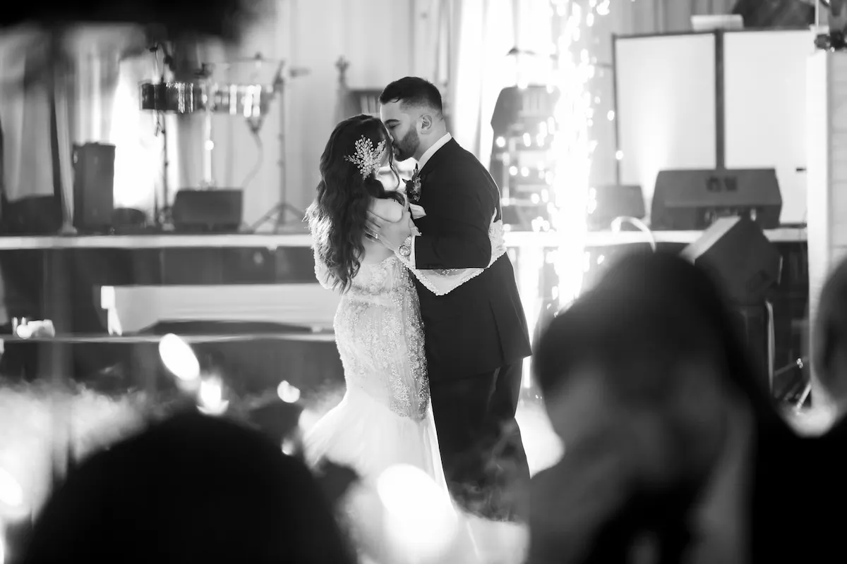 Bride and groom sharing their first dance at The Palace Center
